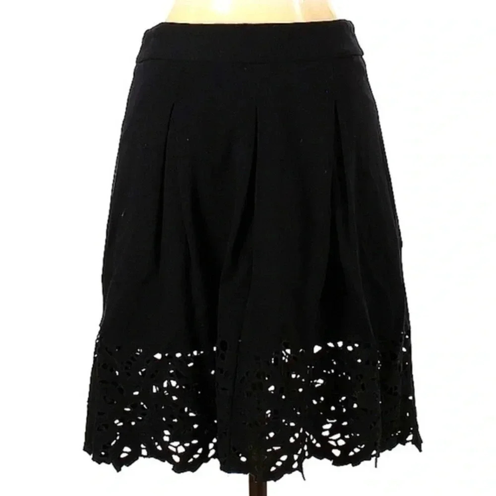 BCBGMAXAZRIA | Black Crochet Overlay Bohemian A-Line Skirt Size 0 XS XXS - Picture 1 of 2